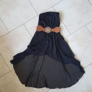 Black High-low Dress with Detachable Belt